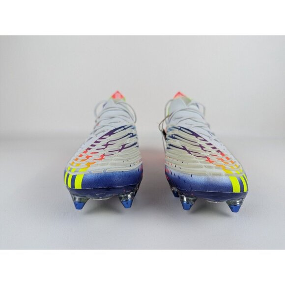 Adidas Predator Edge.1 SG White Yellow Blue Cleats Mens Size 7 Women’s 8 NEW - Picture 4 of 8